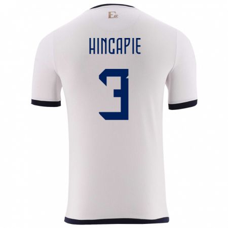 Kandiny Niño Camiseta Ecuador Piero Hincapie #3 Blanco 2ª Equipación 24-26 La Camisa Chile