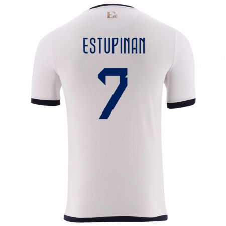 Kandiny Niño Camiseta Ecuador Pervis Estupinan #7 Blanco 2ª Equipación 24-26 La Camisa Chile
