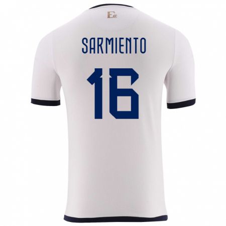 Kandiny Niño Camiseta Ecuador Jeremy Sarmiento #16 Blanco 2ª Equipación 24-26 La Camisa Chile