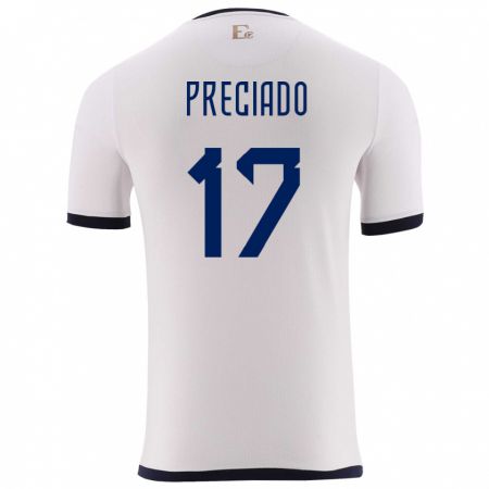 Kandiny Niño Camiseta Ecuador Angelo Preciado #17 Blanco 2ª Equipación 24-26 La Camisa Chile