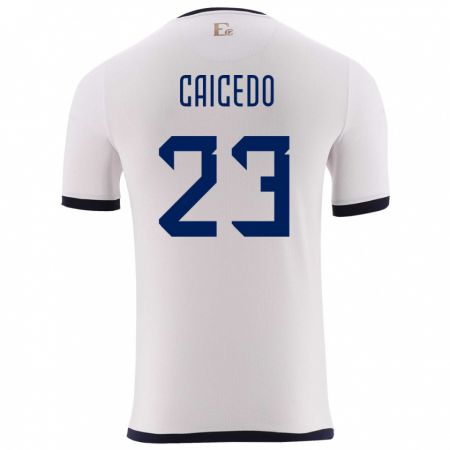Kandiny Niño Camiseta Ecuador Moises Caicedo #23 Blanco 2ª Equipación 24-26 La Camisa Chile
