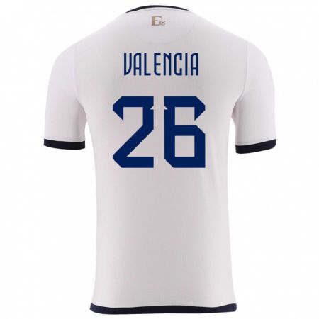 Kandiny Niño Camiseta Ecuador Anthony Valencia #26 Blanco 2ª Equipación 24-26 La Camisa Chile