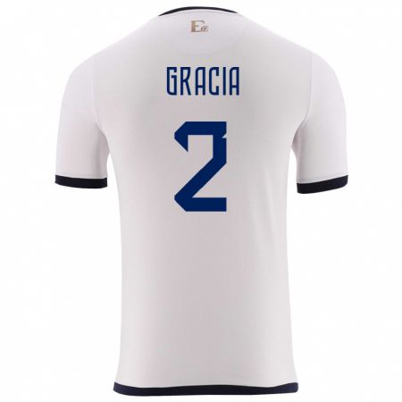 Kandiny Niño Camiseta Ecuador Ericka Gracia #2 Blanco 2ª Equipación 24-26 La Camisa Chile