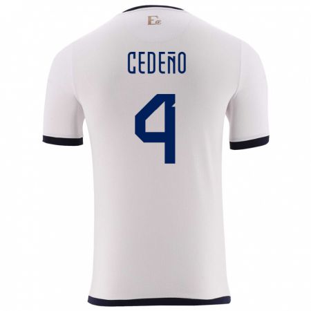 Kandiny Niño Camiseta Ecuador Stefany Cedeno #4 Blanco 2ª Equipación 24-26 La Camisa Chile