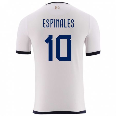 Kandiny Niño Camiseta Ecuador Joselyn Espinales #10 Blanco 2ª Equipación 24-26 La Camisa Chile
