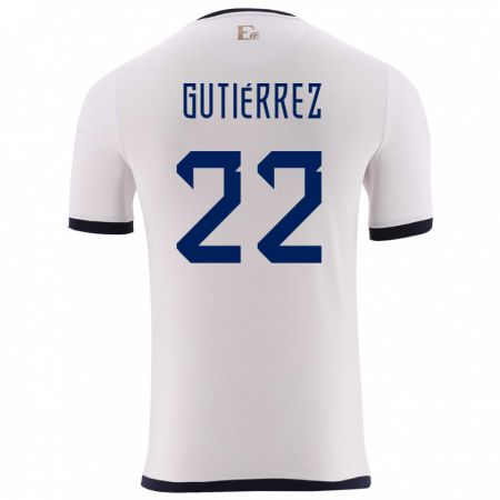 Kandiny Niño Camiseta Ecuador Melanie Gutierrez #22 Blanco 2ª Equipación 24-26 La Camisa Chile