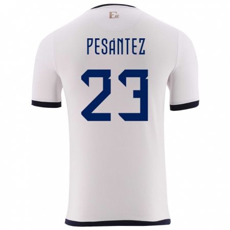 Kandiny Niño Camiseta Ecuador Danna Pesantez #23 Blanco 2ª Equipación 24-26 La Camisa Chile