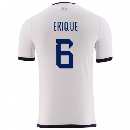 Kandiny Niño Camiseta Ecuador Yeltzin Erique #6 Blanco 2ª Equipación 24-26 La Camisa Chile