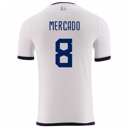 Kandiny Niño Camiseta Ecuador Patrik Mercado #8 Blanco 2ª Equipación 24-26 La Camisa Chile