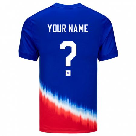 Kandiny Niño Camiseta Estados Unidos Su Nombre #0 Azul 2ª Equipación 24-26 La Camisa Chile