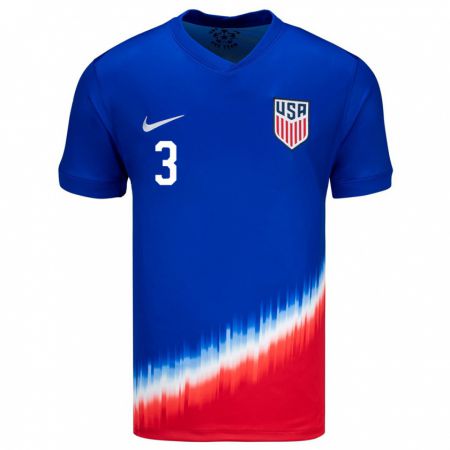 Kandiny Niño Camiseta Estados Unidos Noah Allen #3 Azul 2ª Equipación 24-26 La Camisa Chile