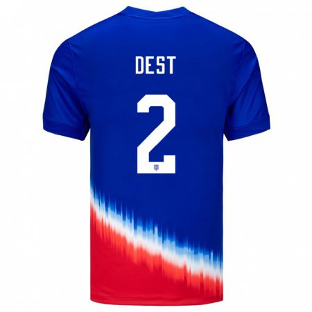 Kandiny Niño Camiseta Estados Unidos Sergino Dest #2 Azul 2ª Equipación 24-26 La Camisa Chile