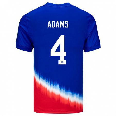 Kandiny Niño Camiseta Estados Unidos Tyler Adams #4 Azul 2ª Equipación 24-26 La Camisa Chile