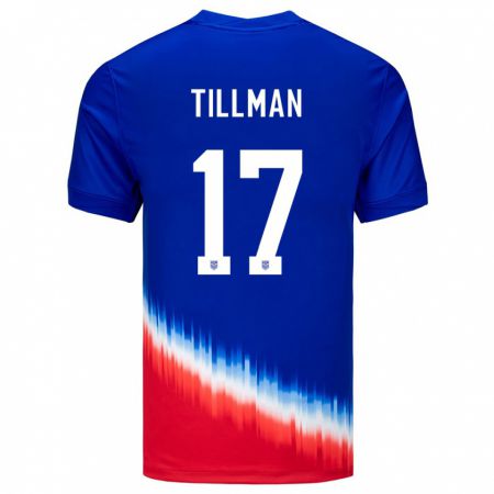 Kandiny Niño Camiseta Estados Unidos Malik Tillman #17 Azul 2ª Equipación 24-26 La Camisa Chile