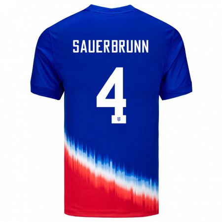 Kandiny Niño Camiseta Estados Unidos Becky Sauerbrunn #4 Azul 2ª Equipación 24-26 La Camisa Chile