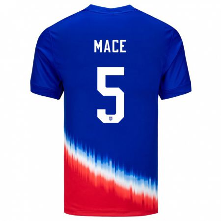 Kandiny Niño Camiseta Estados Unidos Hailie Mace #5 Azul 2ª Equipación 24-26 La Camisa Chile