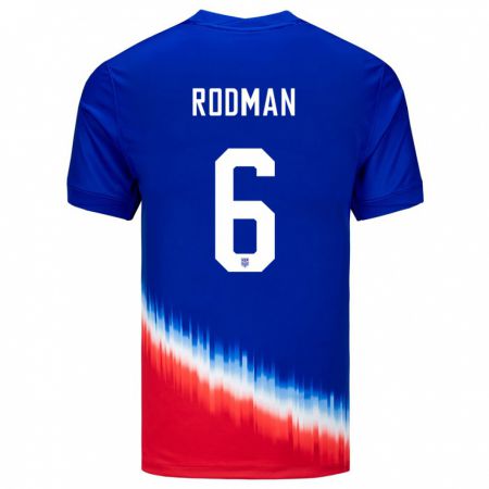 Kandiny Niño Camiseta Estados Unidos Trinity Rodman #6 Azul 2ª Equipación 24-26 La Camisa Chile
