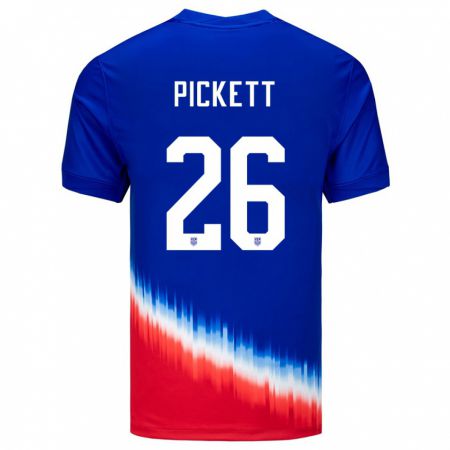 Kandiny Niño Camiseta Estados Unidos Carson Pickett #26 Azul 2ª Equipación 24-26 La Camisa Chile