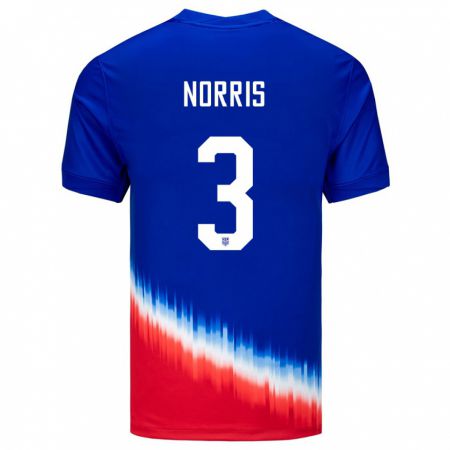 Kandiny Niño Camiseta Estados Unidos Nolan Norris #3 Azul 2ª Equipación 24-26 La Camisa Chile
