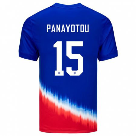Kandiny Niño Camiseta Estados Unidos Jack Panayotou #15 Azul 2ª Equipación 24-26 La Camisa Chile