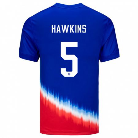 Kandiny Niño Camiseta Estados Unidos Stuart Hawkins #5 Azul 2ª Equipación 24-26 La Camisa Chile