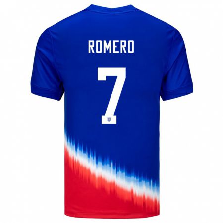 Kandiny Niño Camiseta Estados Unidos Brian Romero #7 Azul 2ª Equipación 24-26 La Camisa Chile