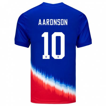 Kandiny Niño Camiseta Estados Unidos Paxten Aaronson #10 Azul 2ª Equipación 24-26 La Camisa Chile
