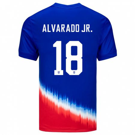 Kandiny Niño Camiseta Estados Unidos Alejandro Alvarado Jr #18 Azul 2ª Equipación 24-26 La Camisa Chile