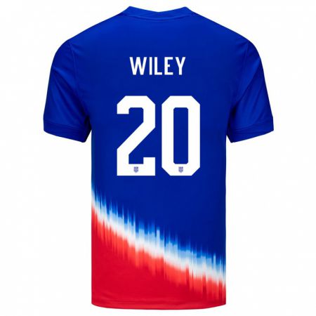 Kandiny Niño Camiseta Estados Unidos Caleb Wiley #20 Azul 2ª Equipación 24-26 La Camisa Chile