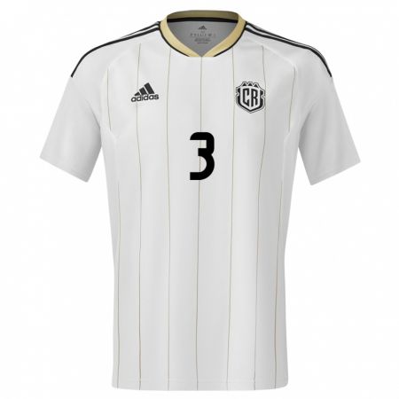 Kandiny Niño Camiseta Costa Rica Douglas Sequeira #3 Blanco 2ª Equipación 24-26 La Camisa Chile