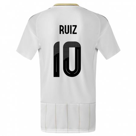 Kandiny Niño Camiseta Costa Rica Bryan Ruiz #10 Blanco 2ª Equipación 24-26 La Camisa Chile