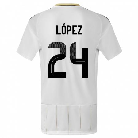 Kandiny Niño Camiseta Costa Rica Douglas Lopez #24 Blanco 2ª Equipación 24-26 La Camisa Chile