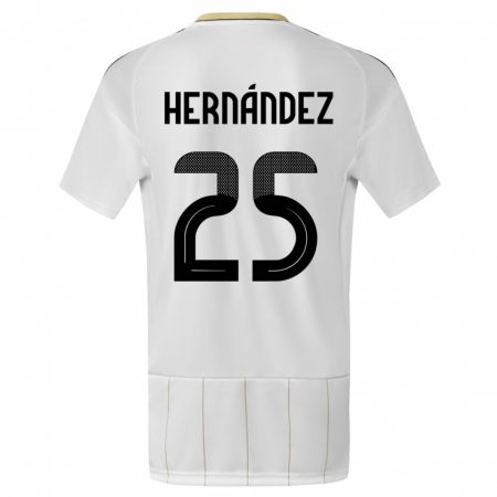 Kandiny Niño Camiseta Costa Rica Anthony Hernandez #25 Blanco 2ª Equipación 24-26 La Camisa Chile