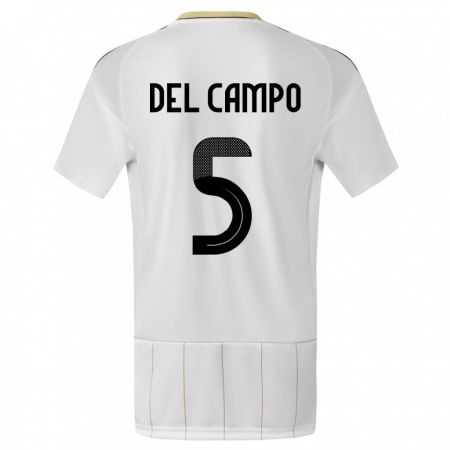 Kandiny Niño Camiseta Costa Rica Valeria Del Campo #5 Blanco 2ª Equipación 24-26 La Camisa Chile
