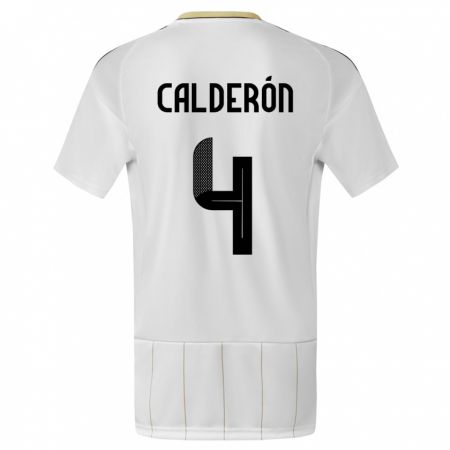 Kandiny Niño Camiseta Costa Rica Brandon Calderon #4 Blanco 2ª Equipación 24-26 La Camisa Chile
