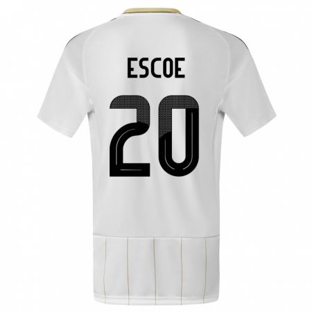 Kandiny Niño Camiseta Costa Rica Enyel Escoe #20 Blanco 2ª Equipación 24-26 La Camisa Chile