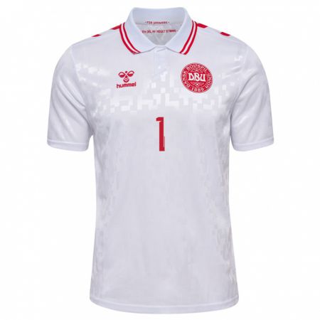 Kandiny Niño Camiseta Dinamarca Bertil Grönkjaer #1 Blanco 2ª Equipación 24-26 La Camisa Chile