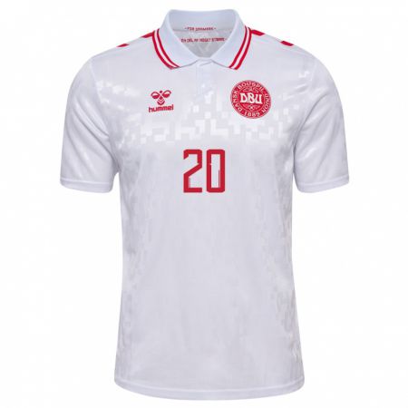 Kandiny Niño Camiseta Dinamarca Yussuf Poulsen #20 Blanco 2ª Equipación 24-26 La Camisa Chile