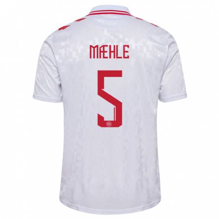 Kandiny Niño Camiseta Dinamarca Joakim Maehle #5 Blanco 2ª Equipación 24-26 La Camisa Chile