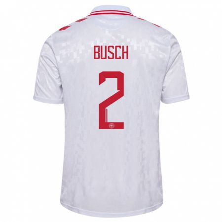Kandiny Niño Camiseta Dinamarca Alexander Busch #2 Blanco 2ª Equipación 24-26 La Camisa Chile
