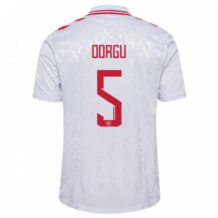 Kandiny Niño Camiseta Dinamarca Patrick Dorgu #5 Blanco 2ª Equipación 24-26 La Camisa Chile