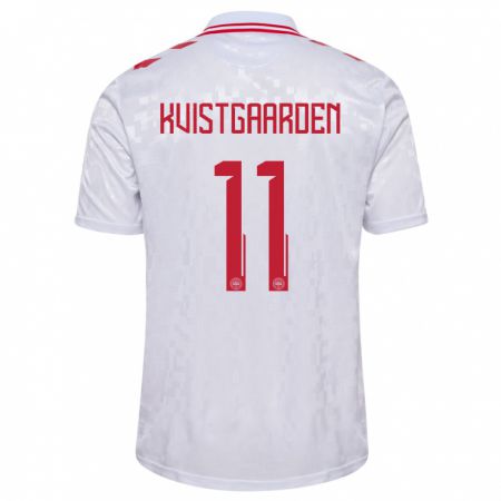 Kandiny Niño Camiseta Dinamarca Mathias Kvistgaarden #11 Blanco 2ª Equipación 24-26 La Camisa Chile