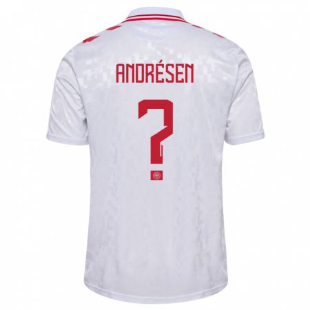 Kandiny Niño Camiseta Dinamarca Aske Andrésen #0 Blanco 2ª Equipación 24-26 La Camisa Chile