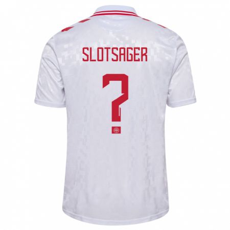 Kandiny Niño Camiseta Dinamarca Tobias Slotsager #0 Blanco 2ª Equipación 24-26 La Camisa Chile