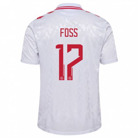 Kandiny Niño Camiseta Dinamarca Jonathan Foss #17 Blanco 2ª Equipación 24-26 La Camisa Chile