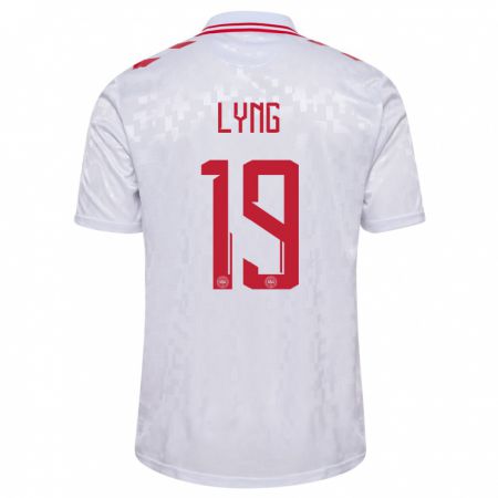 Kandiny Niño Camiseta Dinamarca Alexander Lyng #19 Blanco 2ª Equipación 24-26 La Camisa Chile
