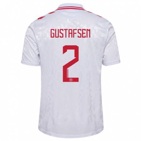 Kandiny Niño Camiseta Dinamarca Victor Gustafsen #2 Blanco 2ª Equipación 24-26 La Camisa Chile