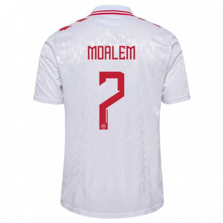 Kandiny Niño Camiseta Dinamarca Jonathan Moalem #7 Blanco 2ª Equipación 24-26 La Camisa Chile
