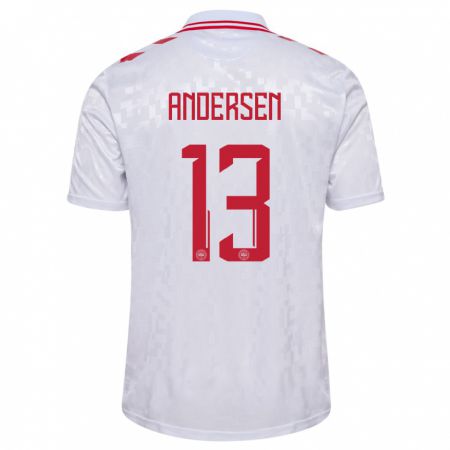 Kandiny Niño Camiseta Dinamarca Frej Andersen #13 Blanco 2ª Equipación 24-26 La Camisa Chile