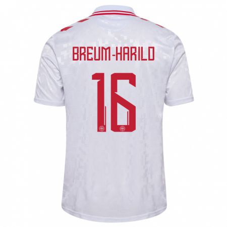 Kandiny Niño Camiseta Dinamarca Tobias Breum-Harild #16 Blanco 2ª Equipación 24-26 La Camisa Chile